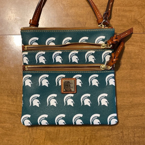 Dooney & Bourke Michigan State Green and White Crossbody Bag - Picture 2 of 4